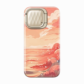 Metal Texture Smooth Outline iPhone 14 Cosmo Mag Case - Ocean Sunset