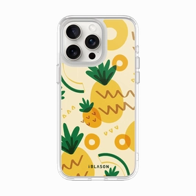 Strong Texture Smooth Pattern Finish iPhone 15 Pro Halo MagSafe Cute Phone Case - Pineapple