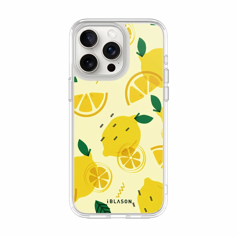 Hybrid Texture Design Durable Look iPhone 15 Pro Max Halo MagSafe Cute Phone Case - Lemonade