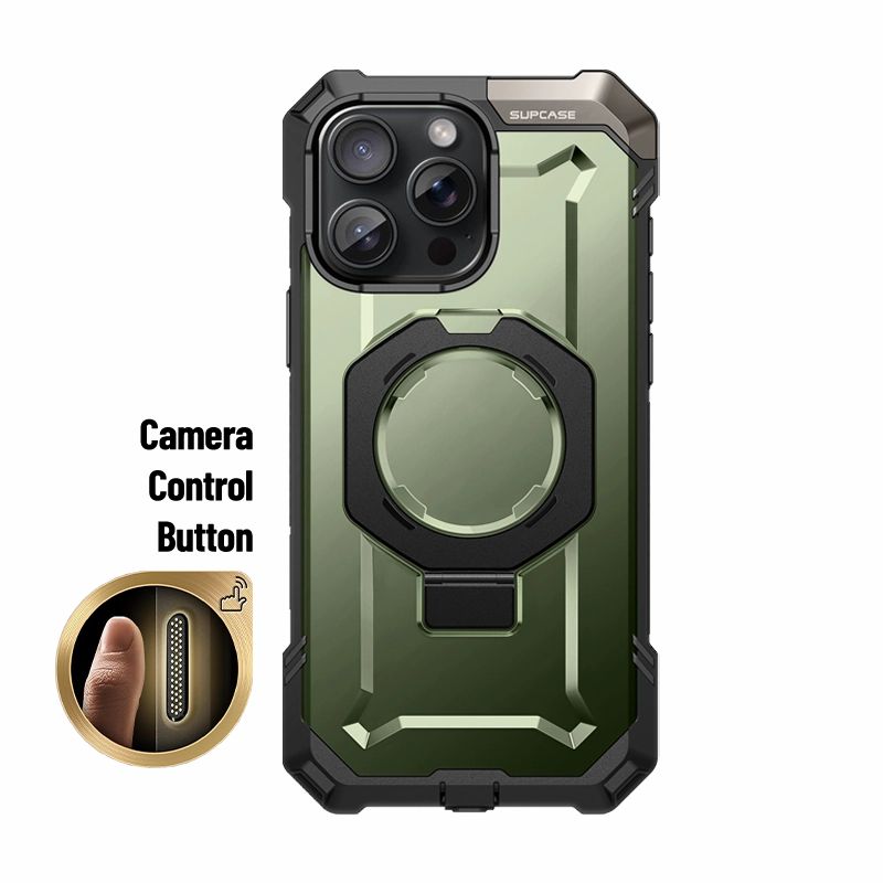 iPhone 16 Pro Max 6.9 inch UB Grip MagSafe Camera Control Button Phone Case-Dark Green Glossy Finish Look Protective Craft