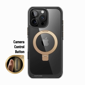 Anti scratch iPhone 16 Pro Max 6.9 inch Unicorn Beetle MAG Stand Slim Clear MagSafe Camera Control Button Case-Black/Gold
