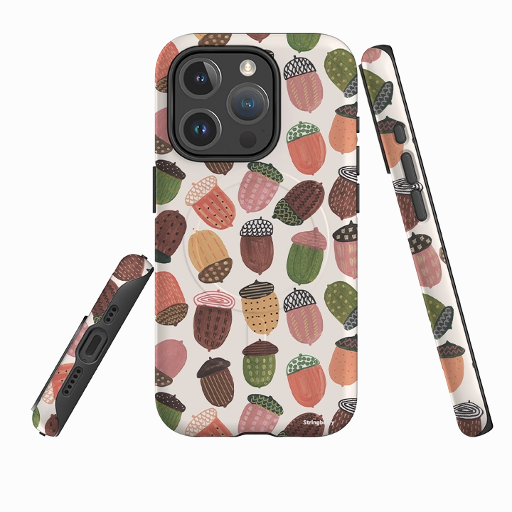 iPhone MagSafe Tough Case -  Acorns By Caroline Bonne Muller Travel Essential Comfort Shield Texture
