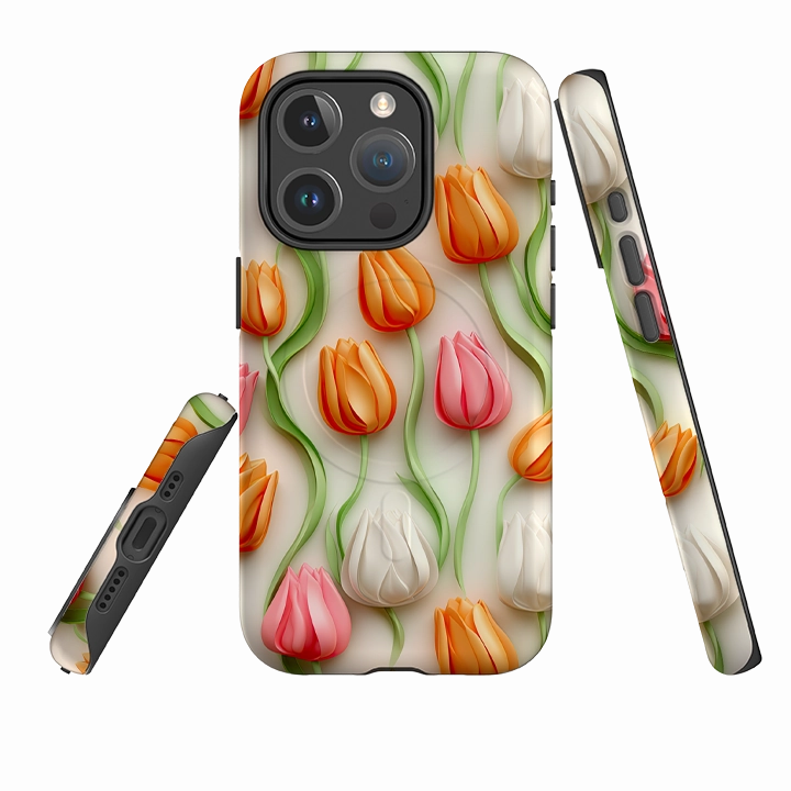 Marble finish Rugged Surface Build iPhone MagSafe Tough Case - Alkmaar Tulips