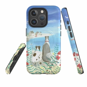 Luxury Grip Durable Edge Layer iPhone MagSafe Tough Case - Beach Dogs By Mary Stubberfield
