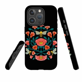 Shock Surface iPhone MagSafe Tough Case -  Bee Floral Dark By Nina Pace