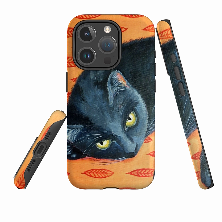 Wireless Compatible iPhone MagSafe Tough Case - Black Cat By Mary Stubberfield