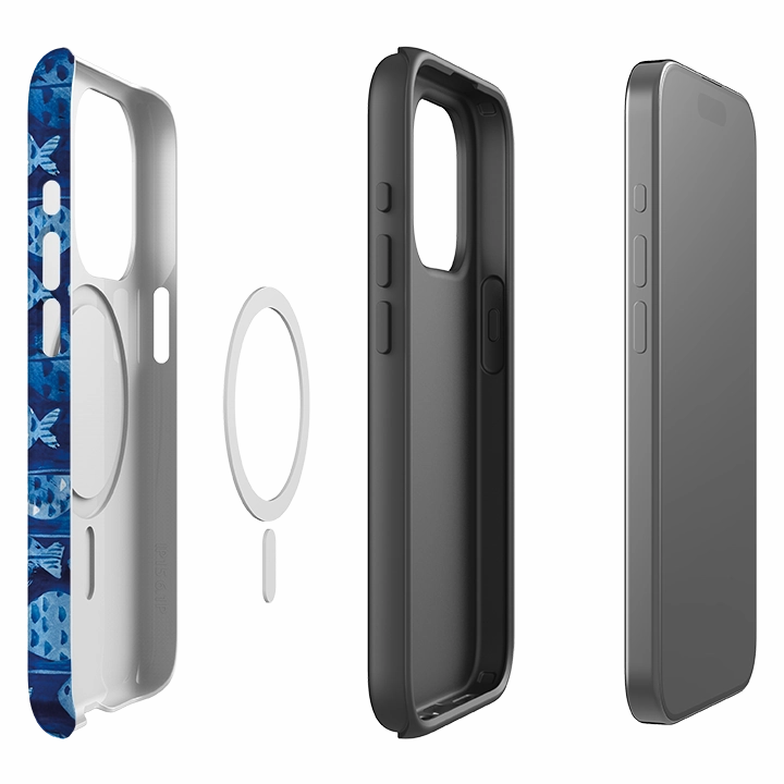 Stylish grip Grip Texture iPhone MagSafe Tough Case -  Blue Fish By Sarah Campbell