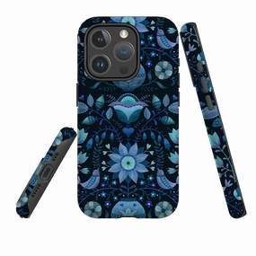 iPhone MagSafe Tough Case -  Blue Folk By Suzy Taylor Luxury Edge Texture
