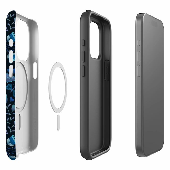 iPhone MagSafe Tough Case -  Blue Folk By Suzy Taylor Matte Texture Surface