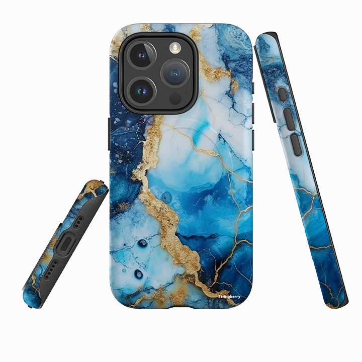 iPhone MagSafe Tough Case -  Blue Marbs Elegant Build Modern Detail
