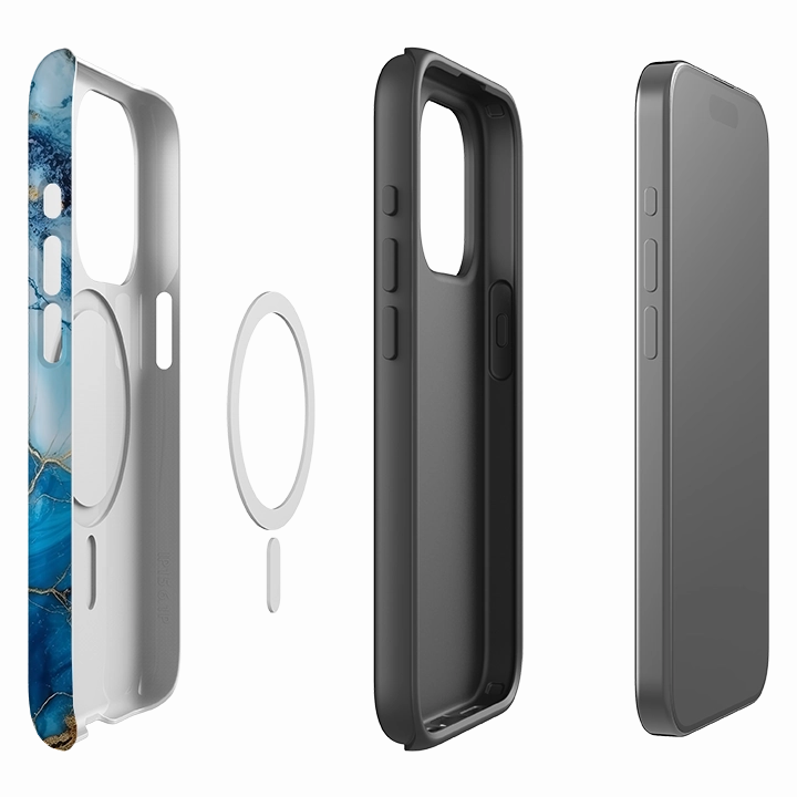 iPhone MagSafe Tough Case -  Blue Marbs Protective Build Texture