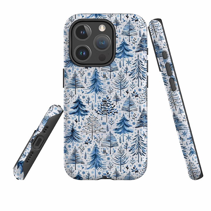 Premium Feel Office Accessory iPhone MagSafe Tough Case -  Blue Xmas Trees By Elisabeth Haager