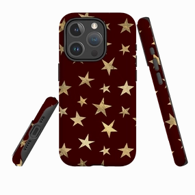 Smooth Look Texture Stylish Pattern iPhone MagSafe Tough Case - Brown and Gold Stars