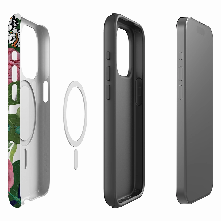 Pocket Friendly Durable Pattern iPhone MagSafe Tough Case - Butterflies and Beetles By Bex Parkin