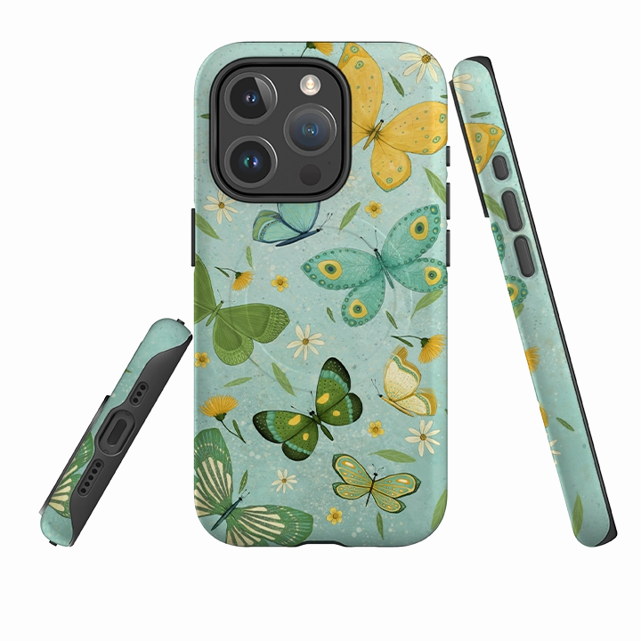 Hybrid Texture Design iPhone MagSafe Tough Case - Butterflies By Maja Lindberg