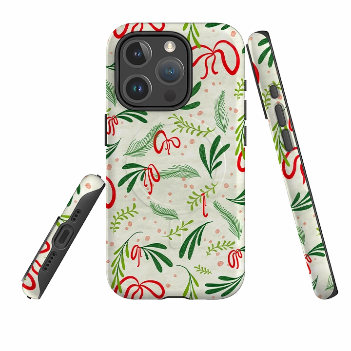 iPhone MagSafe Tough Case -  Christmas Bows By Katherine Quinn Premium Edge Design Comfort Design