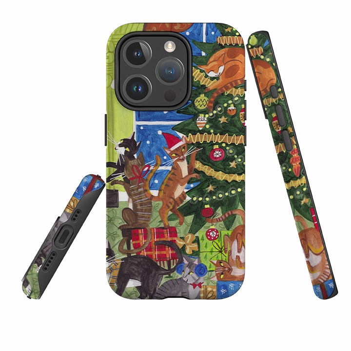 Premium Edge Design iPhone MagSafe Tough Case - Christmas Cats By Caroline Bonne Muller