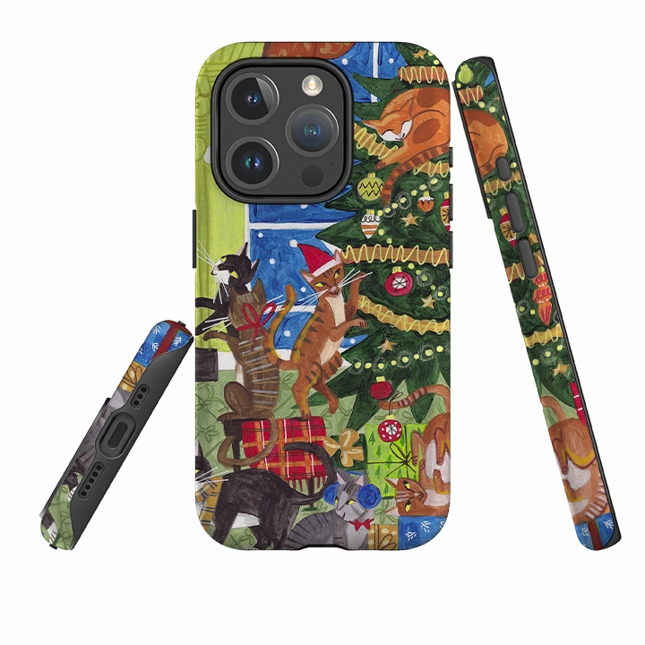 Minimal Feature iPhone MagSafe Tough Case - Christmas Cats By Caroline Bonne Muller