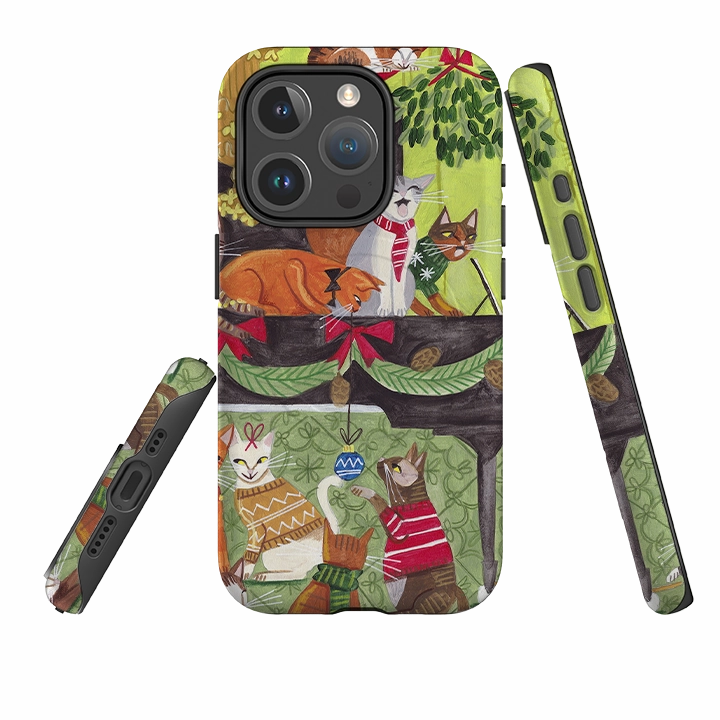 iPhone MagSafe Tough Case - Christmas Cats II By Caroline Bonne Muller Matte Look Smooth Edge Design