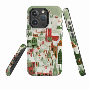 iPhone MagSafe Tough Case -  Christmas Town By Maja Lindberg Wireless charging Soft Edge Texture