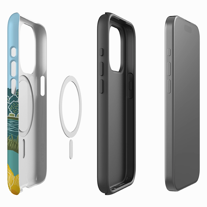 Minimal Style Wireless Compatible iPhone MagSafe Tough Case - Coastal Garden II By Kate heiss