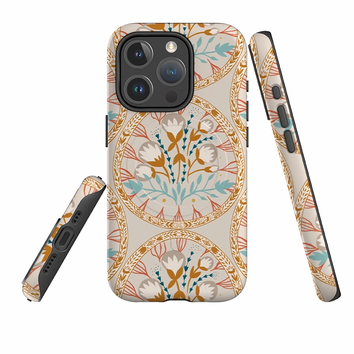 iPhone MagSafe Tough Case -  Cotton Floral By Nina Pace Durable Texture Layer Simple Texture