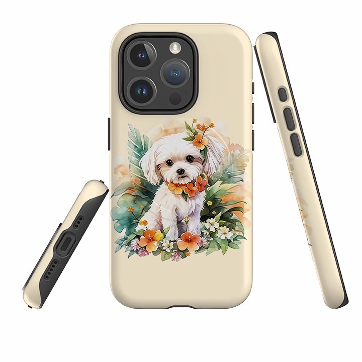 Minimal Pattern Texture easy installation iPhone MagSafe Tough Case - Cute Dog B