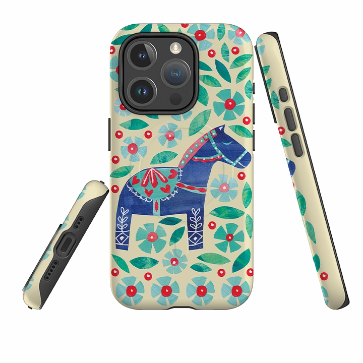 iPhone MagSafe Tough Case -  Dala Horse By Tracey English Rugged Frame Durable Detail