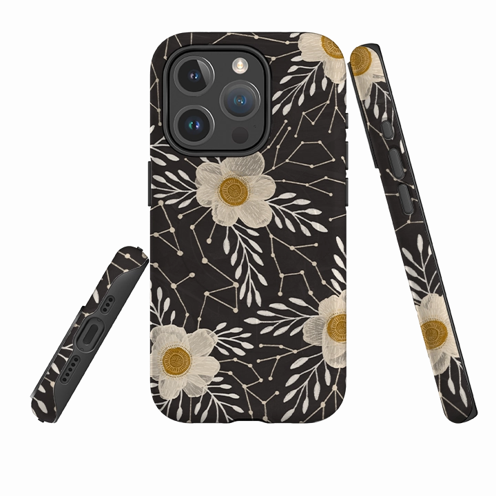 iPhone MagSafe Tough Case -  Delicate Floral Dark By Nina Pace Flexible structure