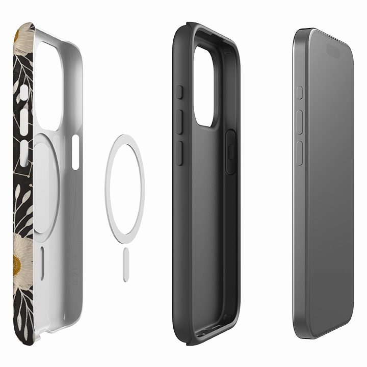 iPhone MagSafe Tough Case -  Delicate Floral Dark By Nina Pace Flexible Material Flexible Grip