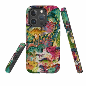 iPhone MagSafe Tough Case - Dinosaur Jamboree By Katherine Quinn Smooth Edges Matte Detail
