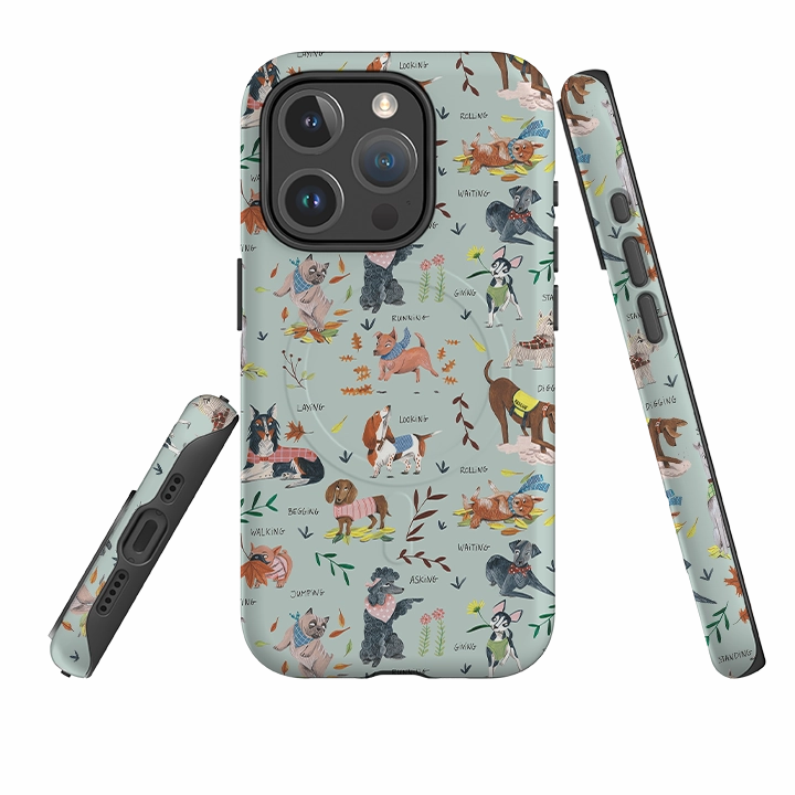 iPhone MagSafe Tough Case -  Dog Pattern II By Caroline Bonne Muller Tactile Feel Durable Pattern