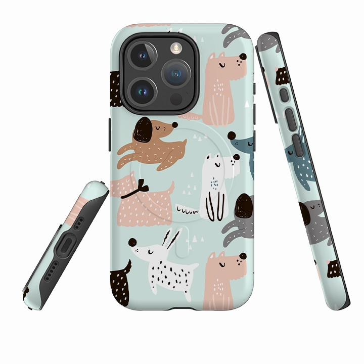 iPhone MagSafe Tough Case -  Dogs World Rugged Pattern Design Durable Protection Layer