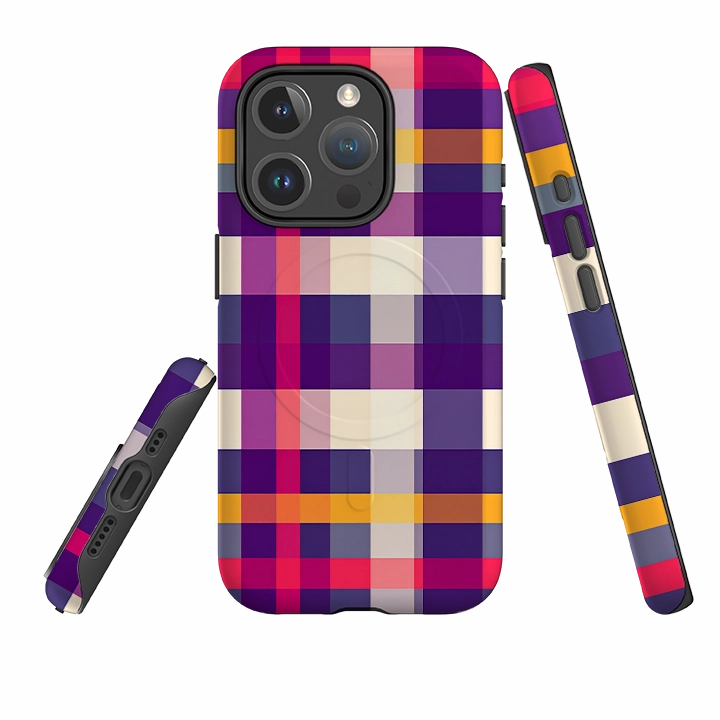 iPhone MagSafe Tough Case - Durban Gingham Subtle Touch Flexible Material