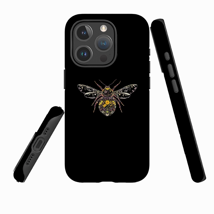 iPhone MagSafe Tough Case -  Floral Bumble Bee By Helen Ahpornsiri Color Accent Soft Layer