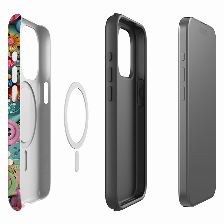 iPhone MagSafe Tough Case - Floral Buttons Stylish Form Elegant Shield