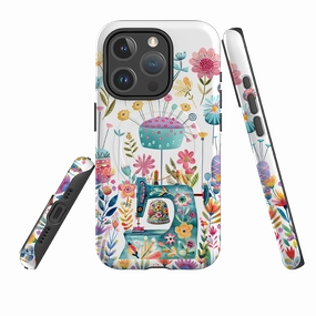 Comfort Finish Pocket Ready iPhone MagSafe Tough Case - Floral Sewing Machine