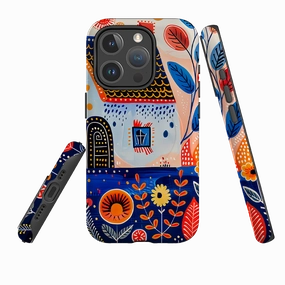 iPhone MagSafe Tough Case - Folk Art House VIII Polished Touch Comfort Finish Layer