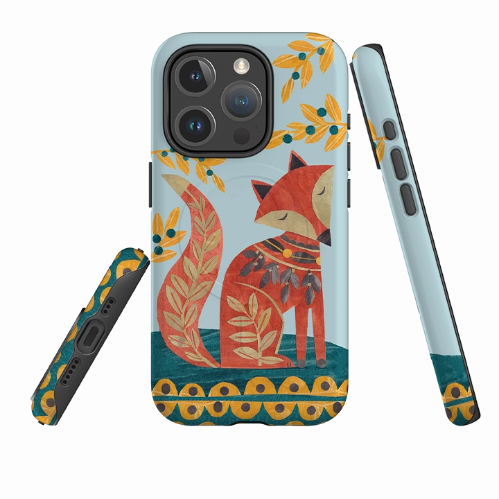 iPhone MagSafe Tough Case - Folk Foxie By Tracey English Durable Accessory Slim Fitment