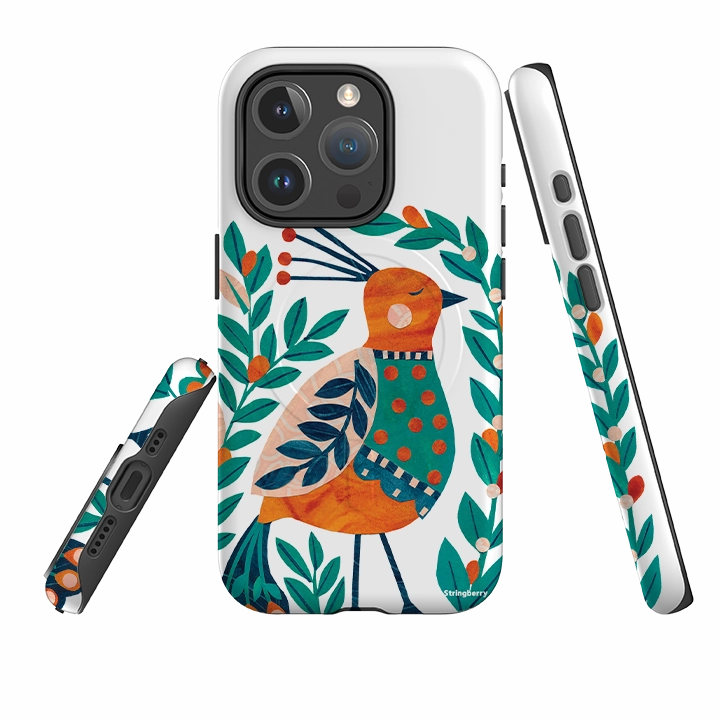 iPhone MagSafe Tough Case - Folk Peacock By Tracey English Minimal Pattern Texture