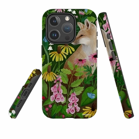 Modern Frame Durable Protection Layer iPhone MagSafe Tough Case -  Fox and Foxgloves By Bex Parkin