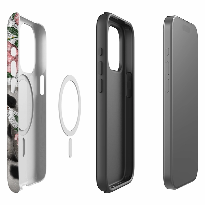 Stylish Surface Design Tactile Buttons iPhone MagSafe Tough Case -  Hares and Peonies By Catherine Rowe