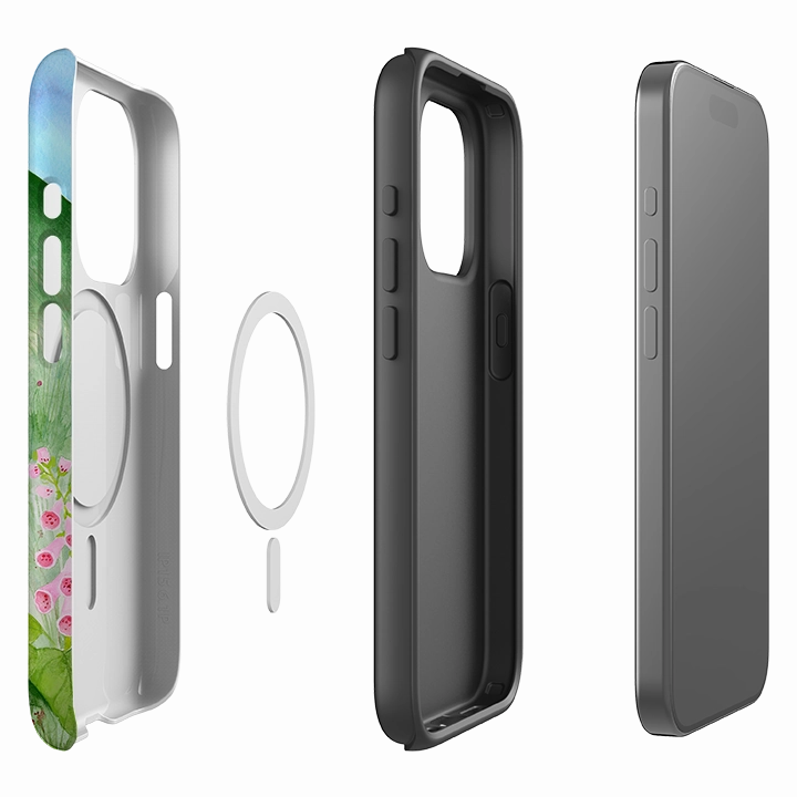 Shock Guard Polished Finish Texture iPhone MagSafe Tough Case - Hares and Swallows By Bex Parkin