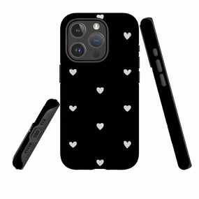 iPhone MagSafe Tough Case -  Hearts Black Soft Finish