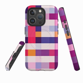 iPhone MagSafe Tough Case - Las Vegas Gingham Modern Grip Design