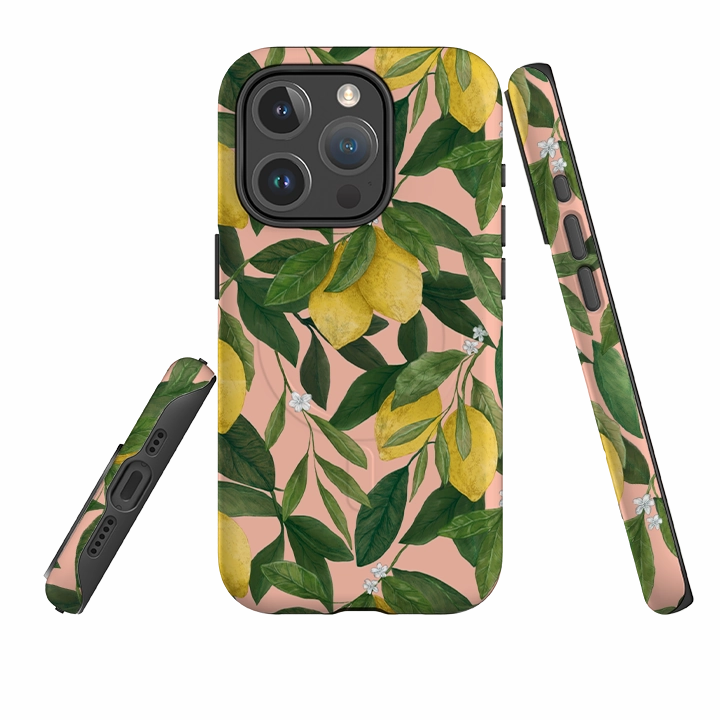slim fit Hand Feel iPhone MagSafe Tough Case -  Lemons By Jade Mosinski