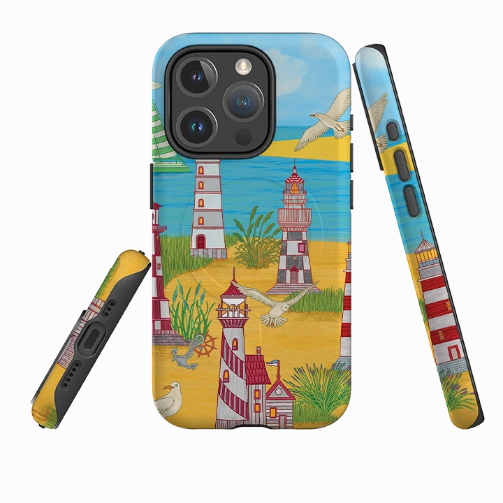 Durable Surface Design Soft Finish Texture iPhone MagSafe Tough Case - Light House By Natalie Pedetti Prack
