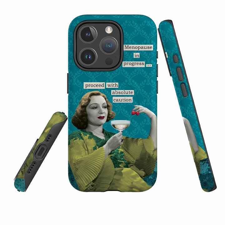Durable Frame Hybrid Grip Finish iPhone MagSafe Tough Case - Menopause In Progress By Clare Jordan