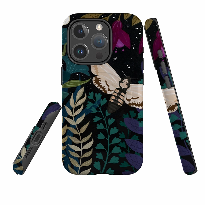 iPhone MagSafe Tough Case - Midnight Moths By Bex Parkin Soft Cushion Rugged Surface Build