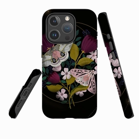 Polished Texture Finish Heat resistant iPhone MagSafe Tough Case - Moon Moths By Bex Parkin